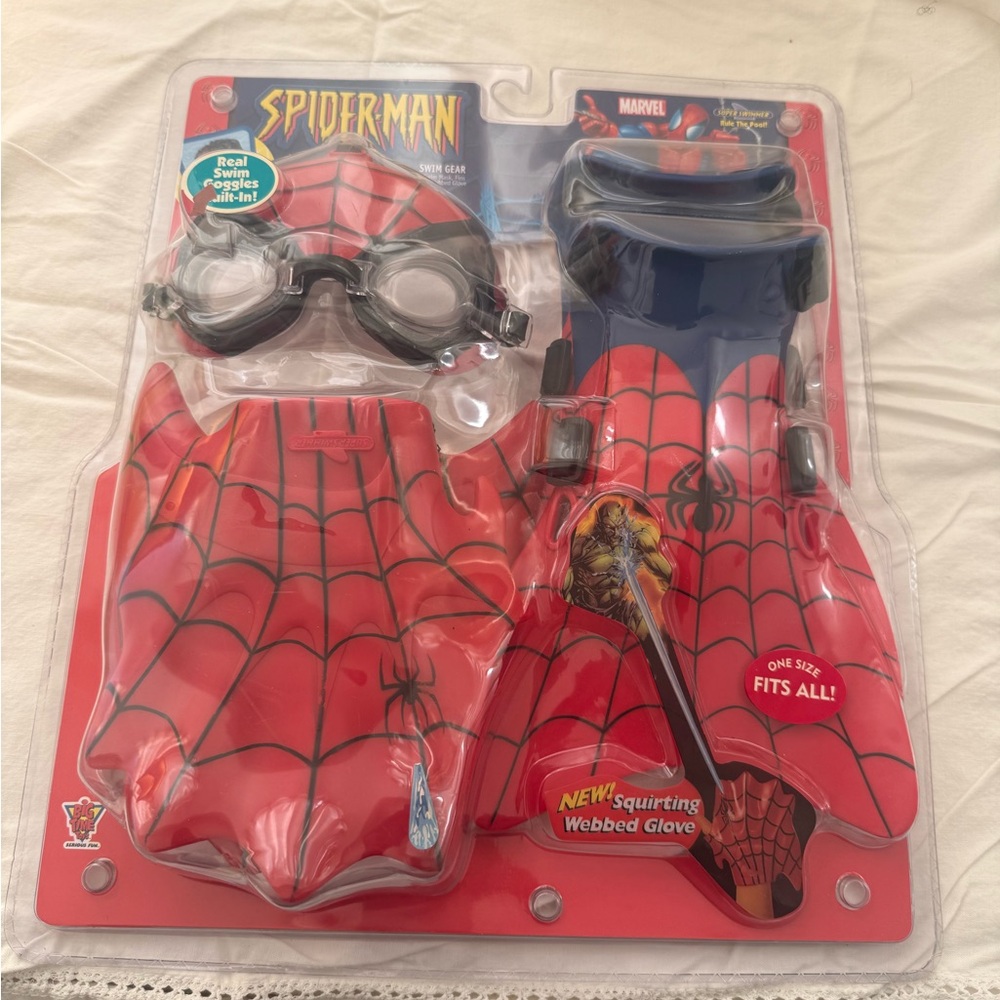 Spider-Man Marvel Swim Gear Vintage 2003  Brand New Sealed - Mask, Gloves, Fins